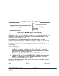 Document preview: Form WS102 Declaration: No Weapons to Surrender - Washington