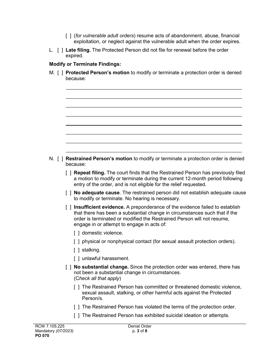 Form PO070 Denial Order - Washington, Page 3