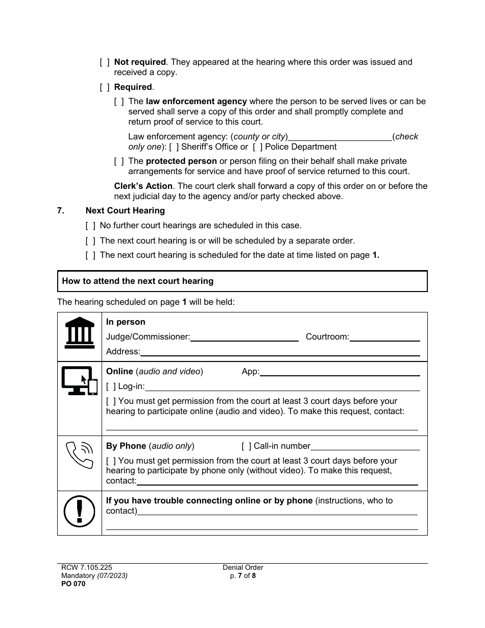 Form PO070 Denial Order - Washington, Page 7
