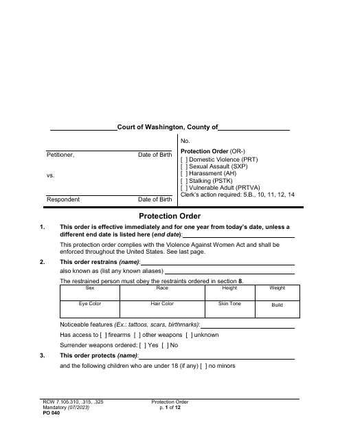 Form PO040  Printable Pdf