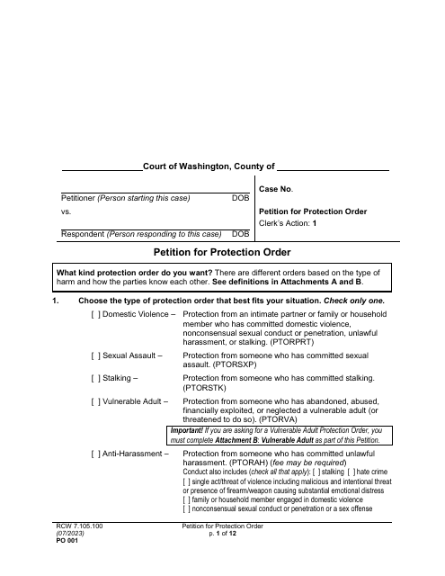 Form PO001  Printable Pdf