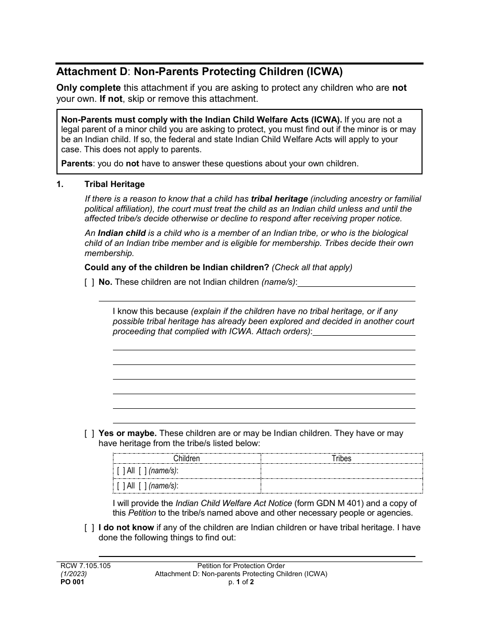 Form PO001 Petition for Protection Order - Washington, Page 19