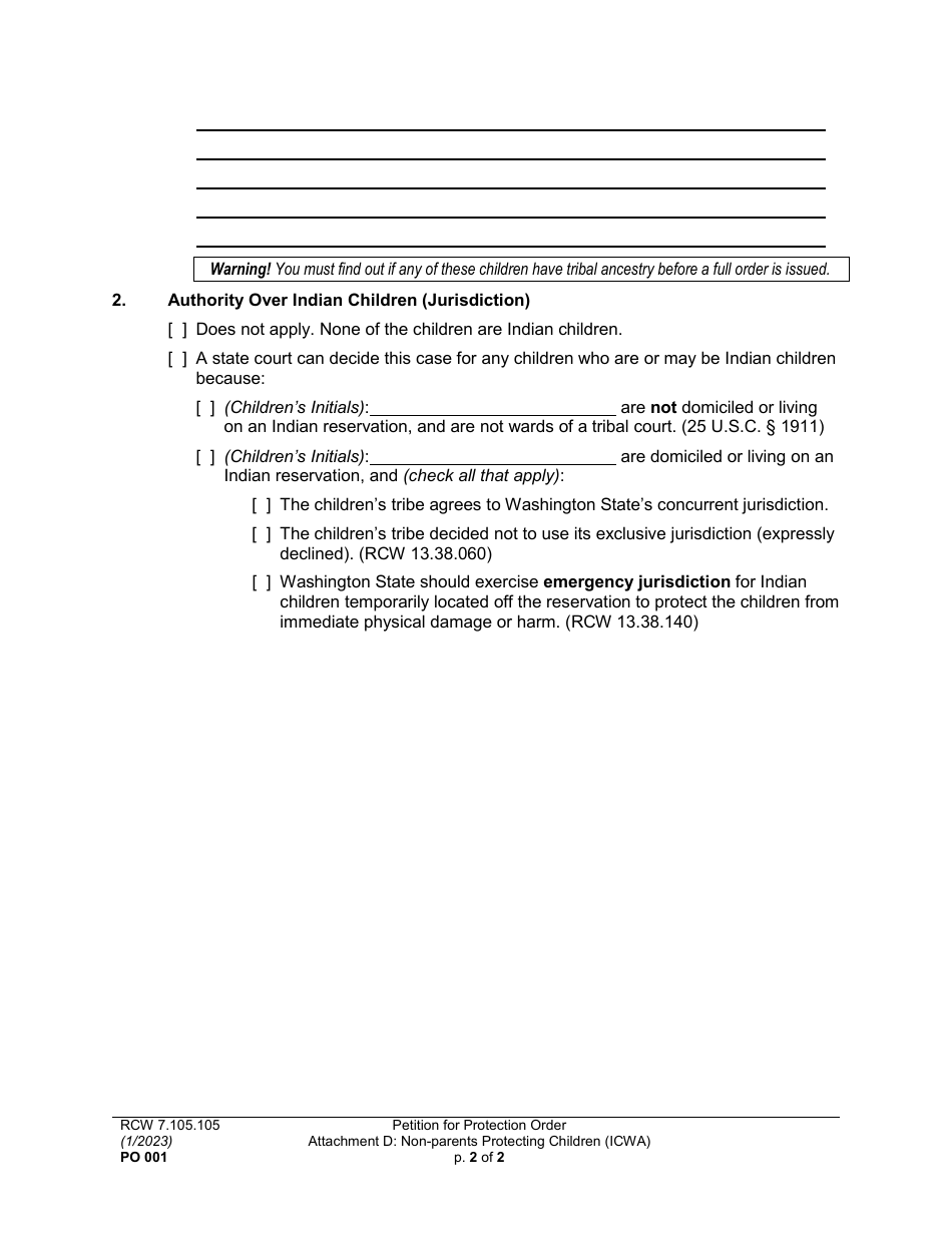 Form PO001 Petition for Protection Order - Washington, Page 20