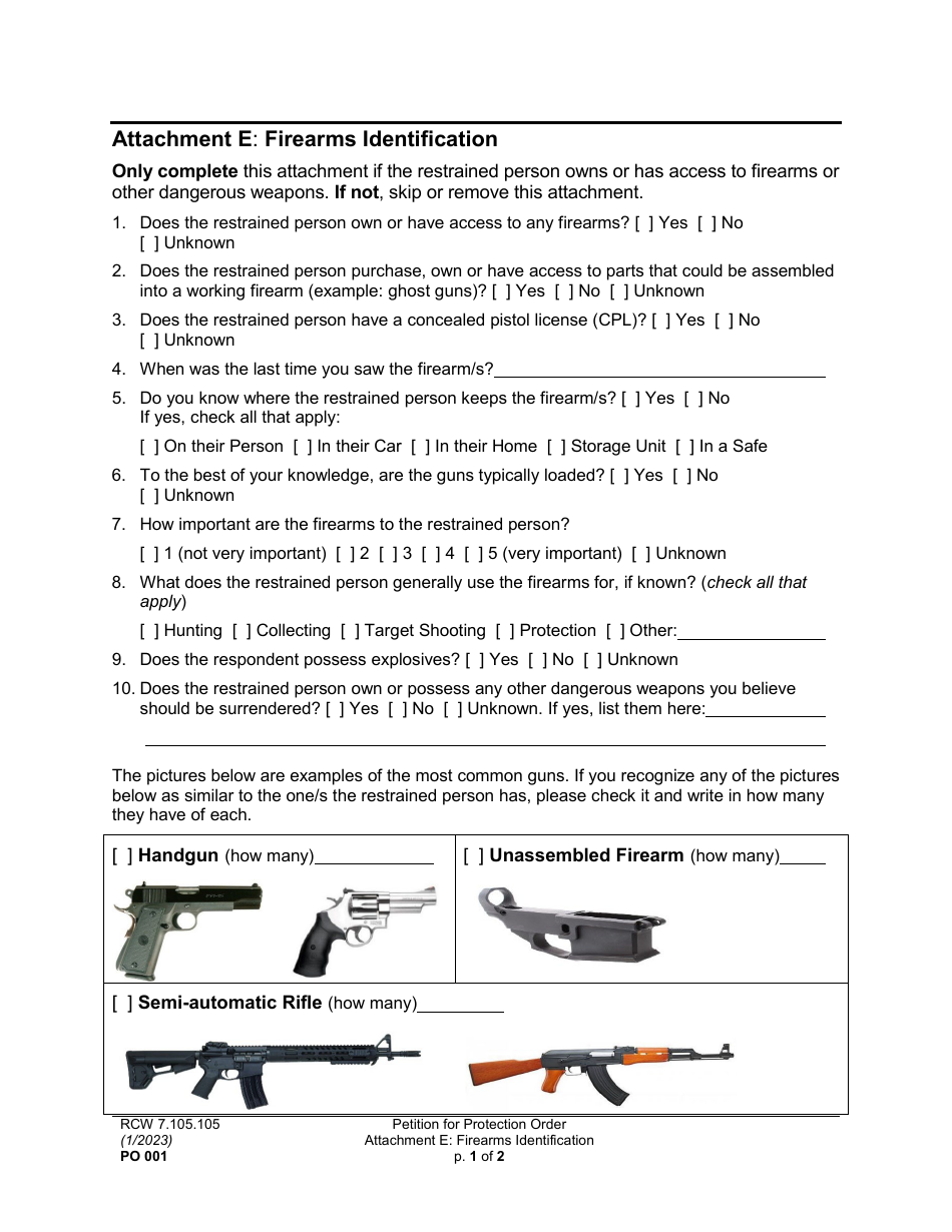 Form PO001 Petition for Protection Order - Washington, Page 21