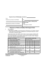 Form FL Modify502 Response to Petition to Modify Child Support Order - Washington