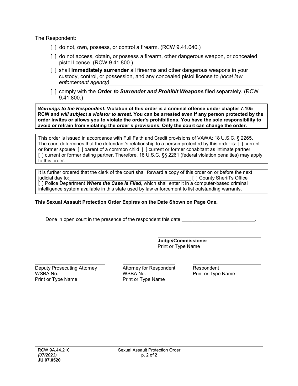 Form Ju07 0520 Download Printable Pdf Or Fill Online Sexual Assault