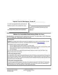 Form FL Divorce221 Motion for Immediate Restraining Order (Ex Parte) - Washington