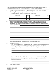 Form FL Divorce221 Motion for Immediate Restraining Order (Ex Parte) - Washington, Page 2