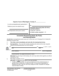 Form FL Divorce222 Immediate Restraining Order (Ex Parte) and Hearing Notice - Washington