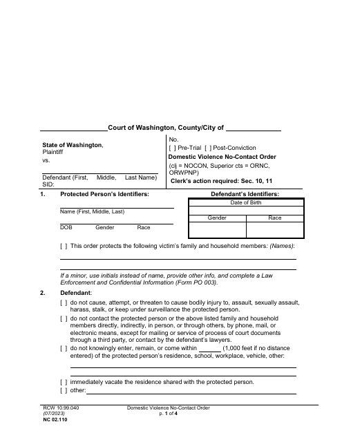 Form NC02.0110  Printable Pdf