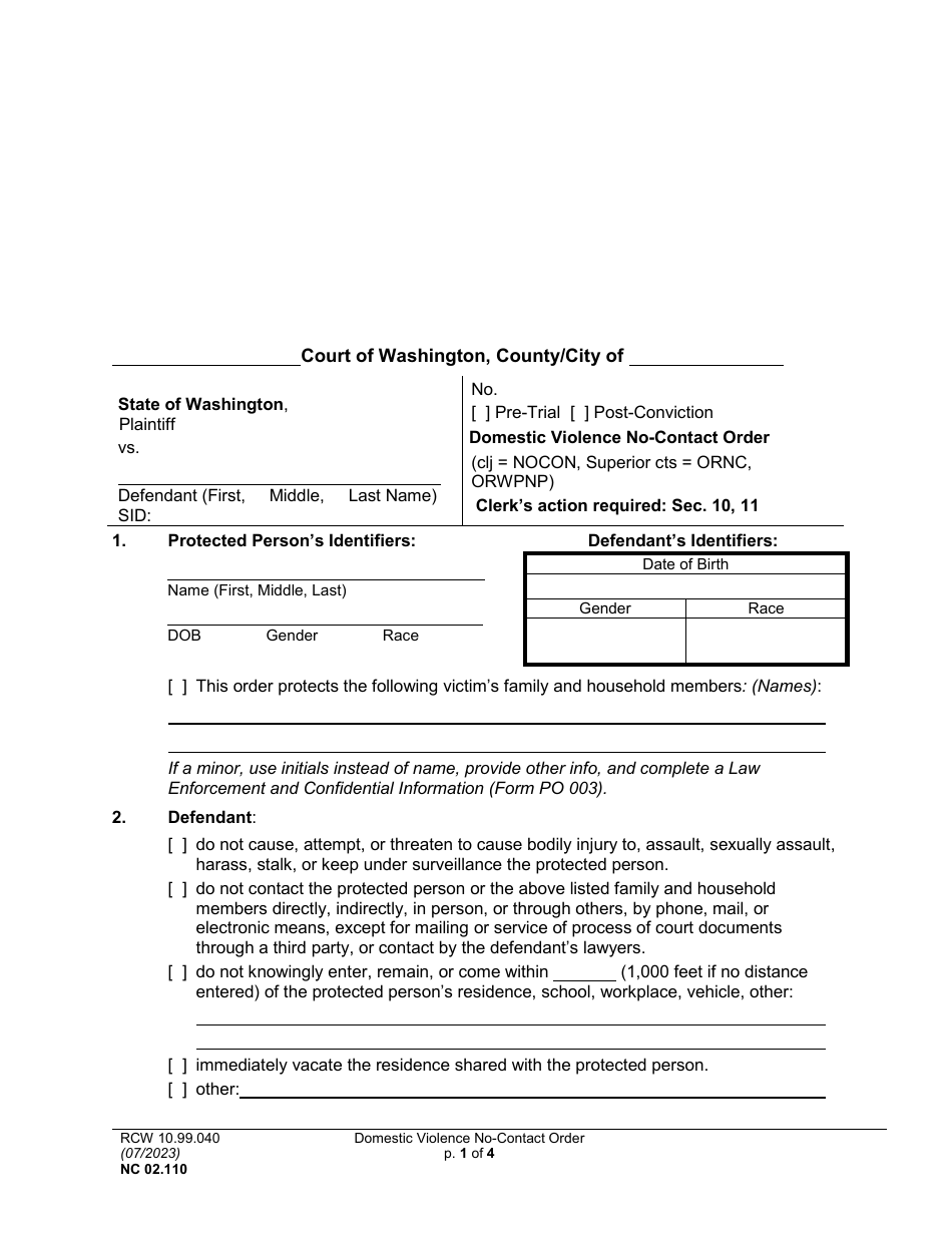 Form NC02.0110 - Fill Out, Sign Online and Download Printable PDF ...