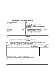 Form WPF CR84.0400JSKO Felony Judgment and Sentence - Jail One Year or Less (Sex Offense and Kidnapping of a Minor) (Fjs/Rjs) - Washington