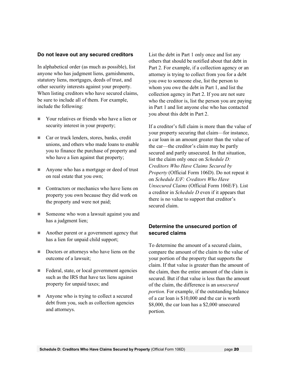 Instructions for Bankruptcy Forms for Individuals, Page 22