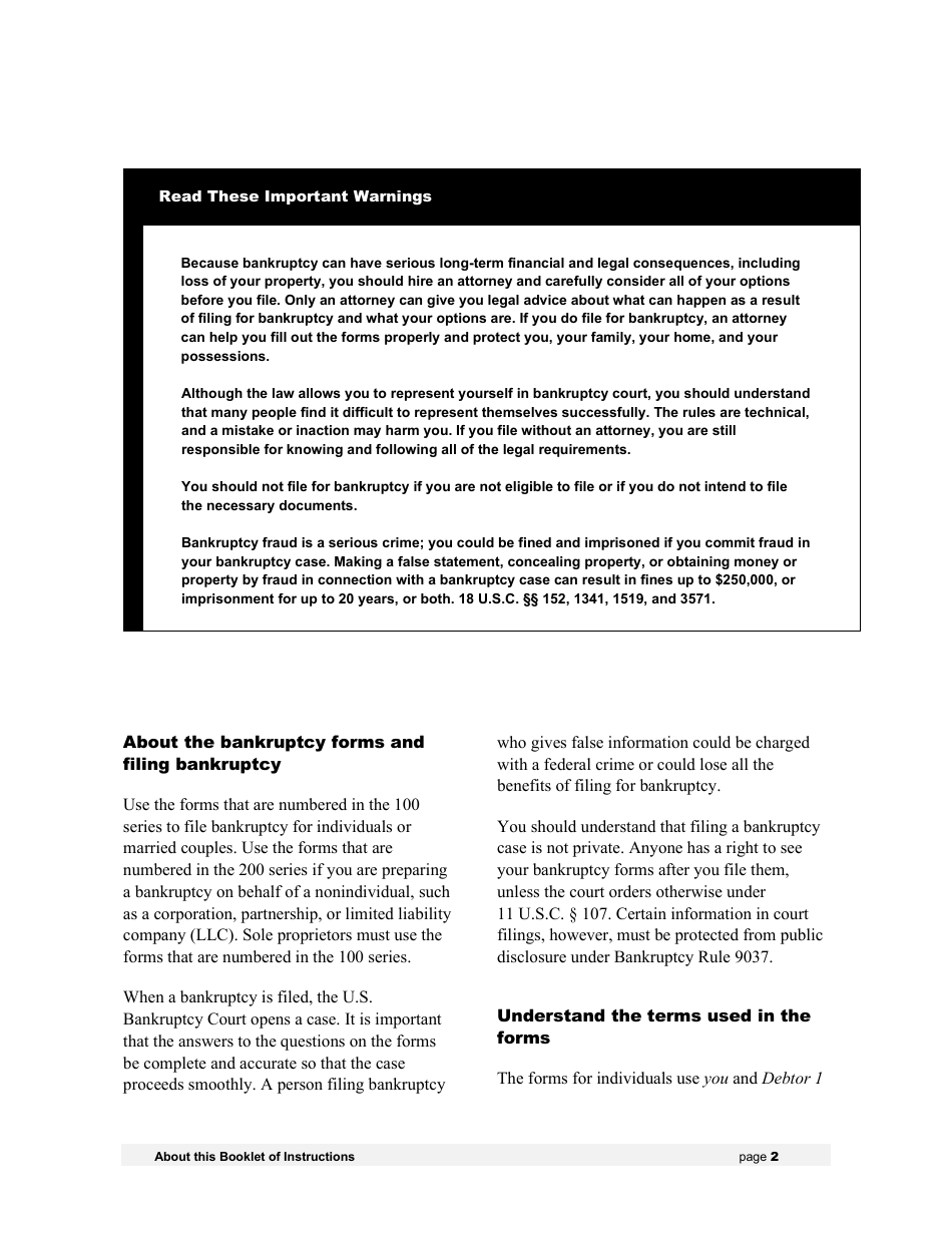 Instructions for Bankruptcy Forms for Individuals, Page 4