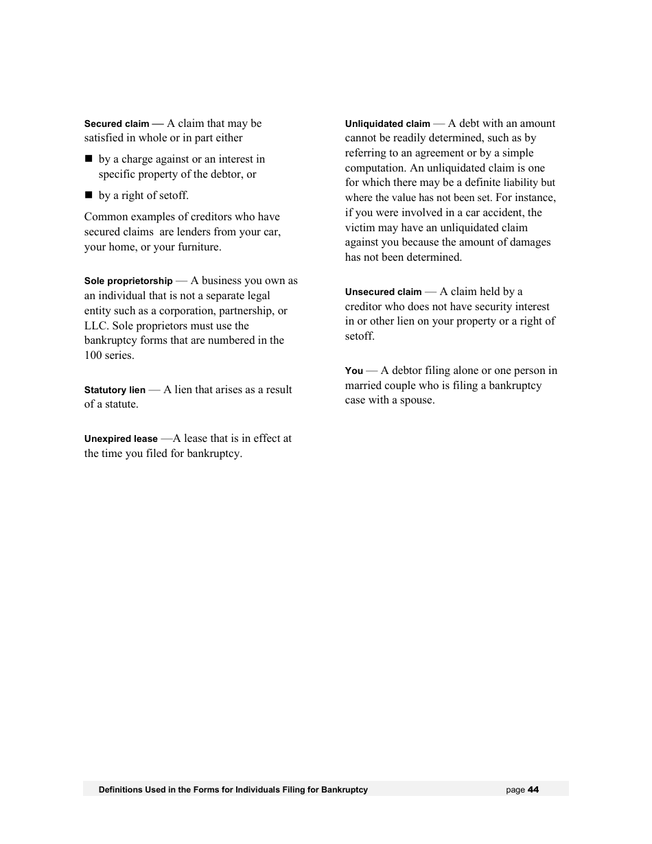 Instructions for Bankruptcy Forms for Individuals, Page 50