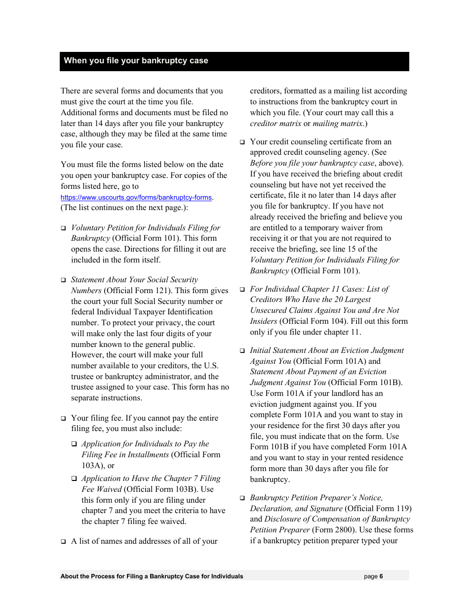 Instructions for Bankruptcy Forms for Individuals, Page 8