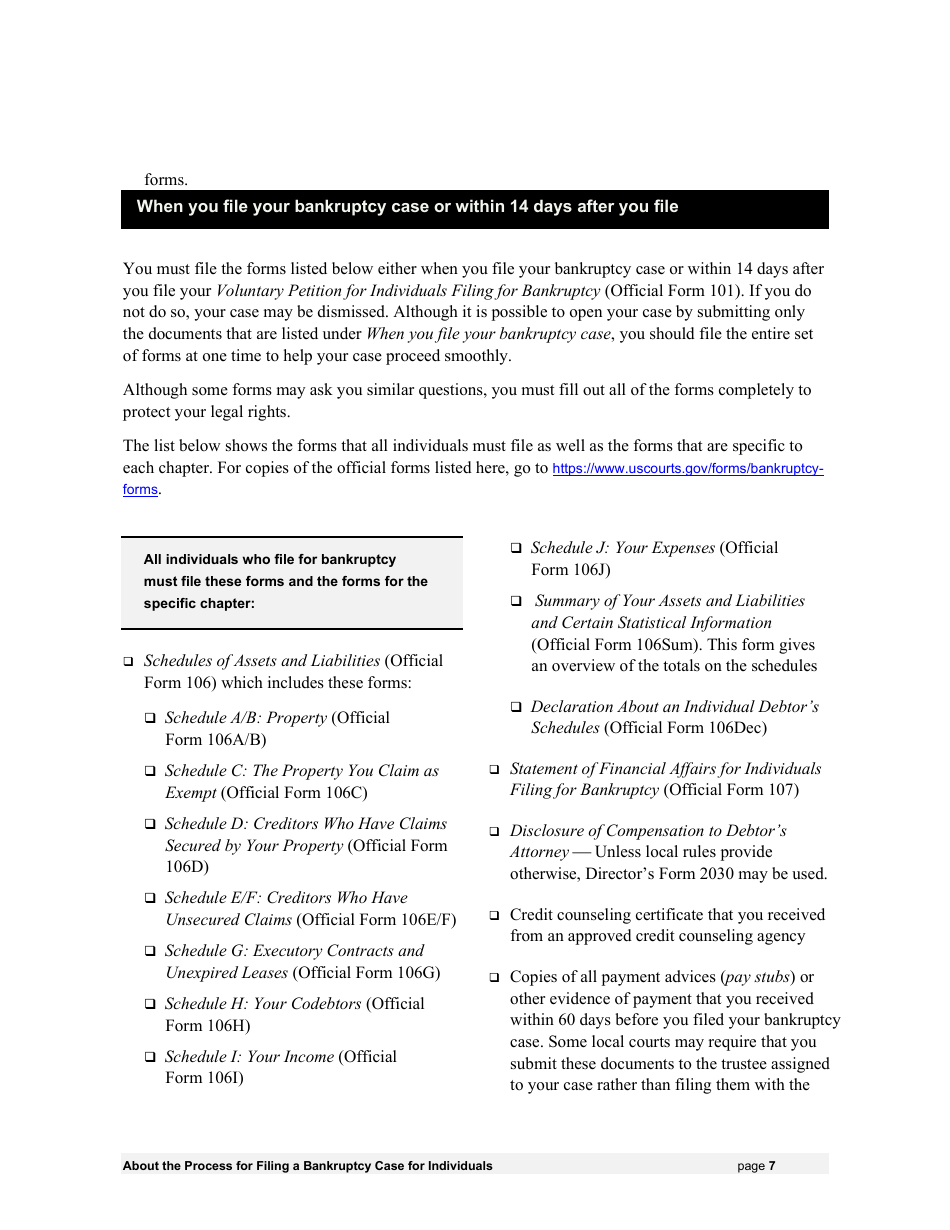 Instructions for Bankruptcy Forms for Individuals, Page 9
