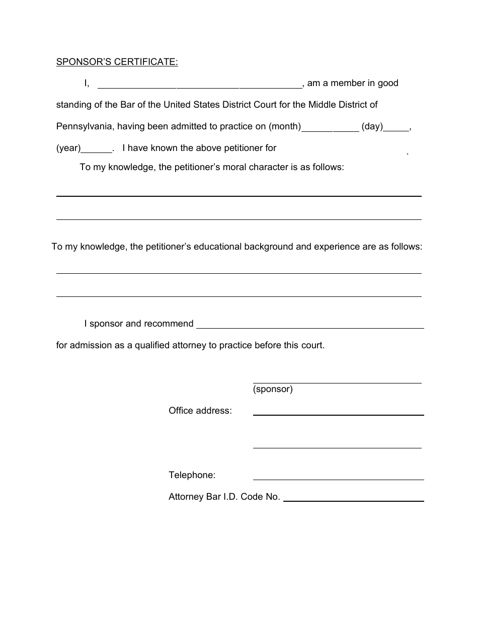 Petition for Admission to Practice - Pennsylvania, Page 5