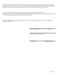 Form DA-6-S Notice and Petition for Fair Hearing - Nebraska, Page 2