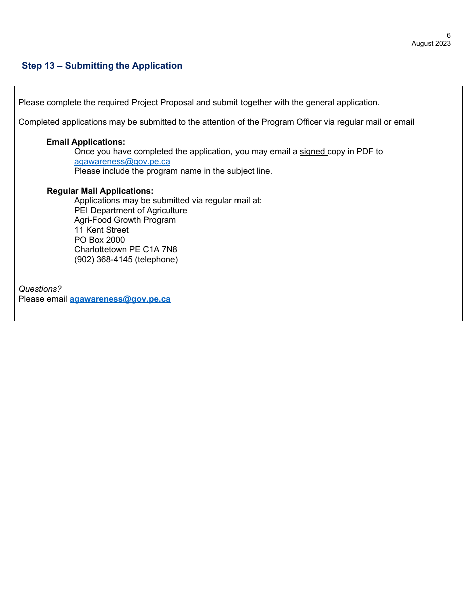 Application Form - Agri-Food Growth Program - Prince Edward Island, Canada, Page 6