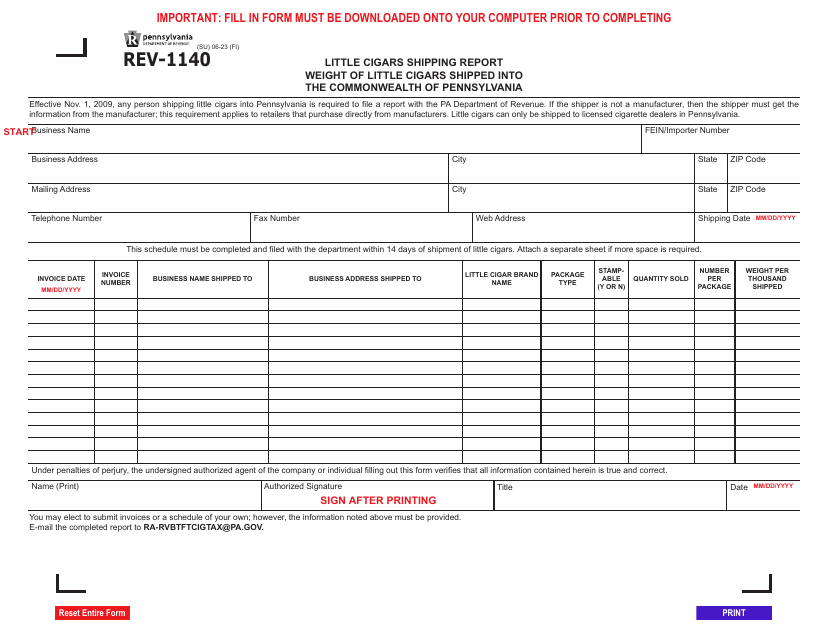 Form REV-1140  Printable Pdf