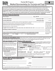 Document preview: Form DH3110 Medical Documentation for Formula and Food - Florida Wic Program - Florida