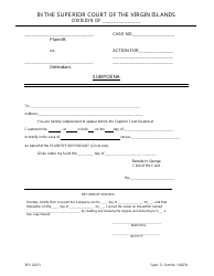 Document preview: Super. Ct. Form 104GEN Subpoena - Civil - Virgin Islands