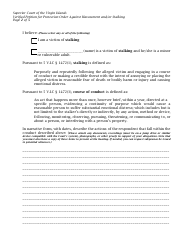 Verified Petition for Protection Order Against Harassment and/or Stalking - Virgin Islands, Page 2