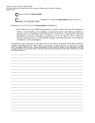 Verified Petition for Protection Order Against Harassment and/or Stalking - Virgin Islands, Page 3