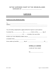 Super. Ct. Form 025CRM Subpoena - Criminal - Virgin Islands