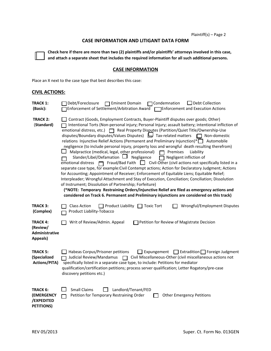 Form 013GEN Case Information and Litigant Data Form - Plantiff - Virgin Islands, Page 4