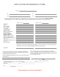 Document preview: Application for Marriage License - Virgin Islands