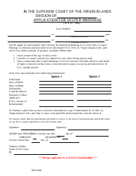Document preview: Application for Vesper Marriage - Virgin Islands