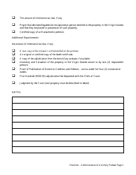 Administration of Ancillary Estate Checklist - Virgin Islands, Page 2