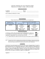 Document preview: Private Attorney Panel Application - Virgin Islands