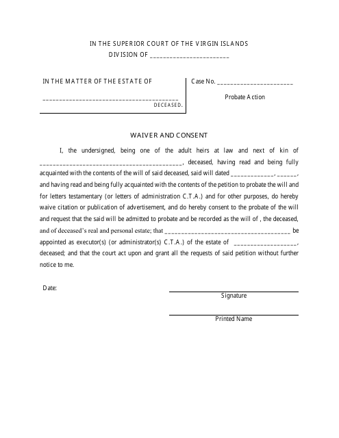 Waiver and Consent - Virgin Islands