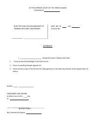 Document preview: Expungement Affidavit - Virgin Islands