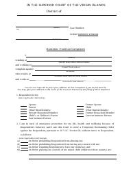 Domestic Violence Complaint - Virgin Islands