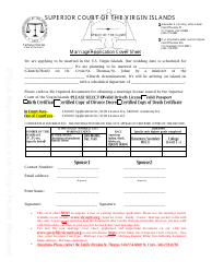 Document preview: Marriage Application Cover Sheet - Virgin Islands