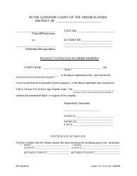 Document preview: Super. Ct. Form 128GEN Request to Proceed in Forma Pauperis - Virgin Islands