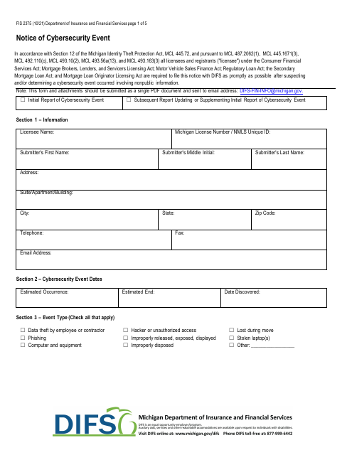 Form FIS2375  Printable Pdf