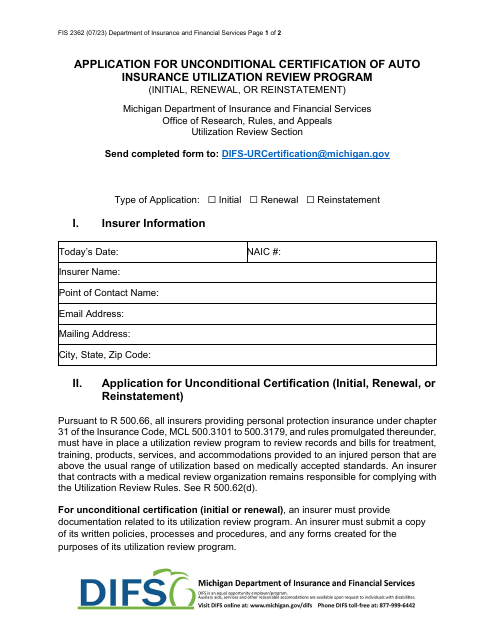 Form FIS2362  Printable Pdf