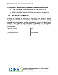 Form FIS2362 Application for Unconditional Certification of Auto Insurance Utilization Review Program (Initial, Renewal, or Reinstatement) - Michigan, Page 2