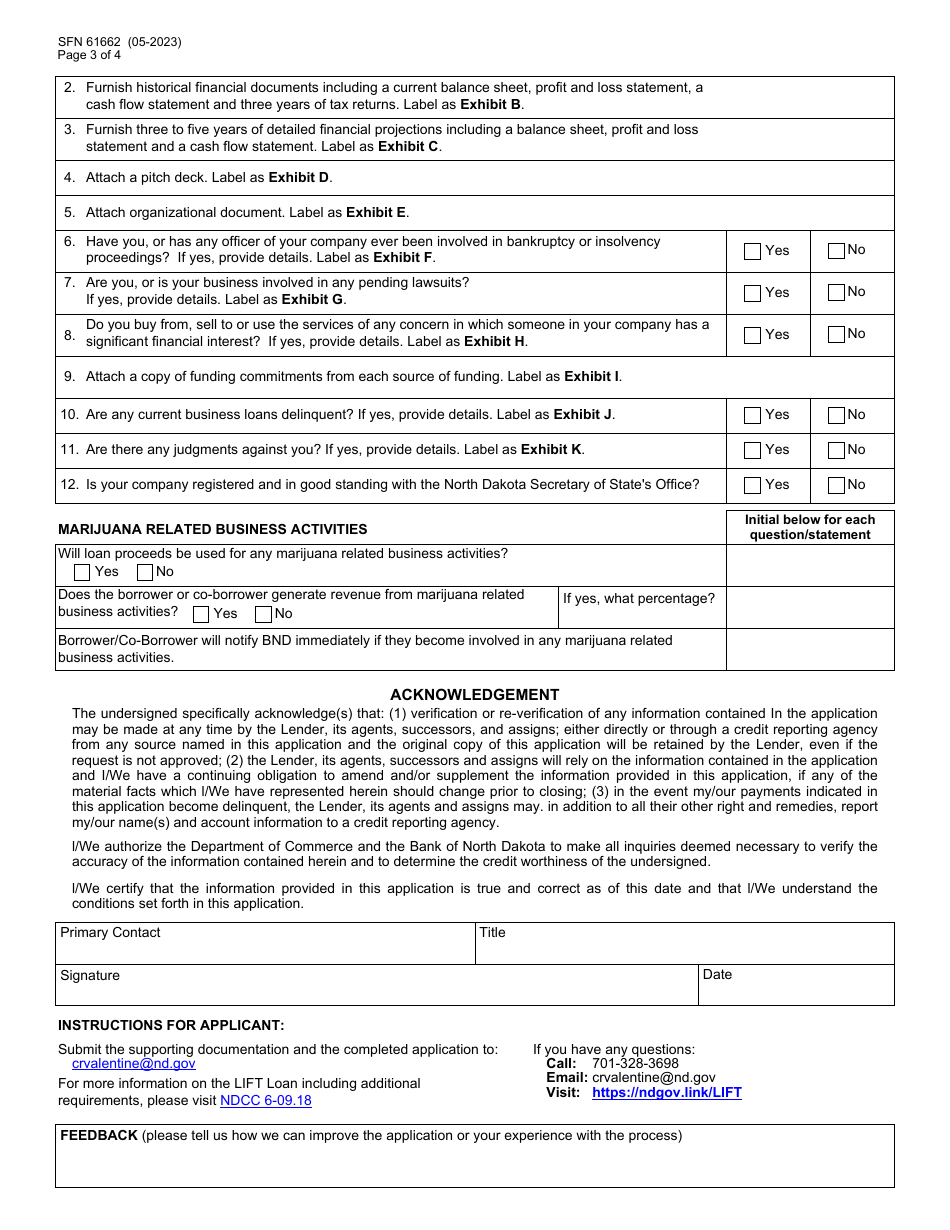 Form SFN61662 Legacy Investment for Technology Fund (Lift) Application - North Dakota, Page 3