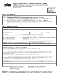 Document preview: Form SFN28220 Request for Renaissance Zone Certificate of Good Standing or State Tax Clearance Record - North Dakota