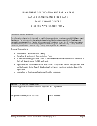 Family Home Centre Licence Application Form - Prince Edward Island, Canada
