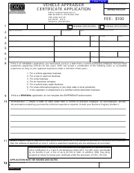 Document preview: Form 735-6610 Vehicle Appraiser Certificate Application - Oregon
