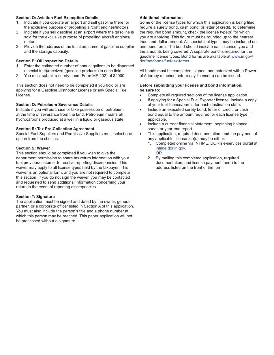 Form FT-1 (State Form 46297) Fuel Tax License / Registration Application - Indiana, Page 11