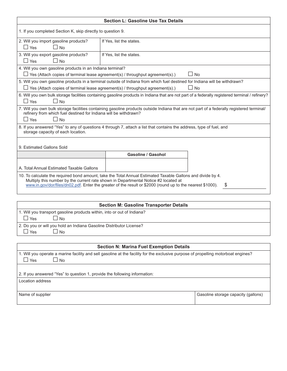 Form FT-1 (State Form 46297) Fuel Tax License / Registration Application - Indiana, Page 6