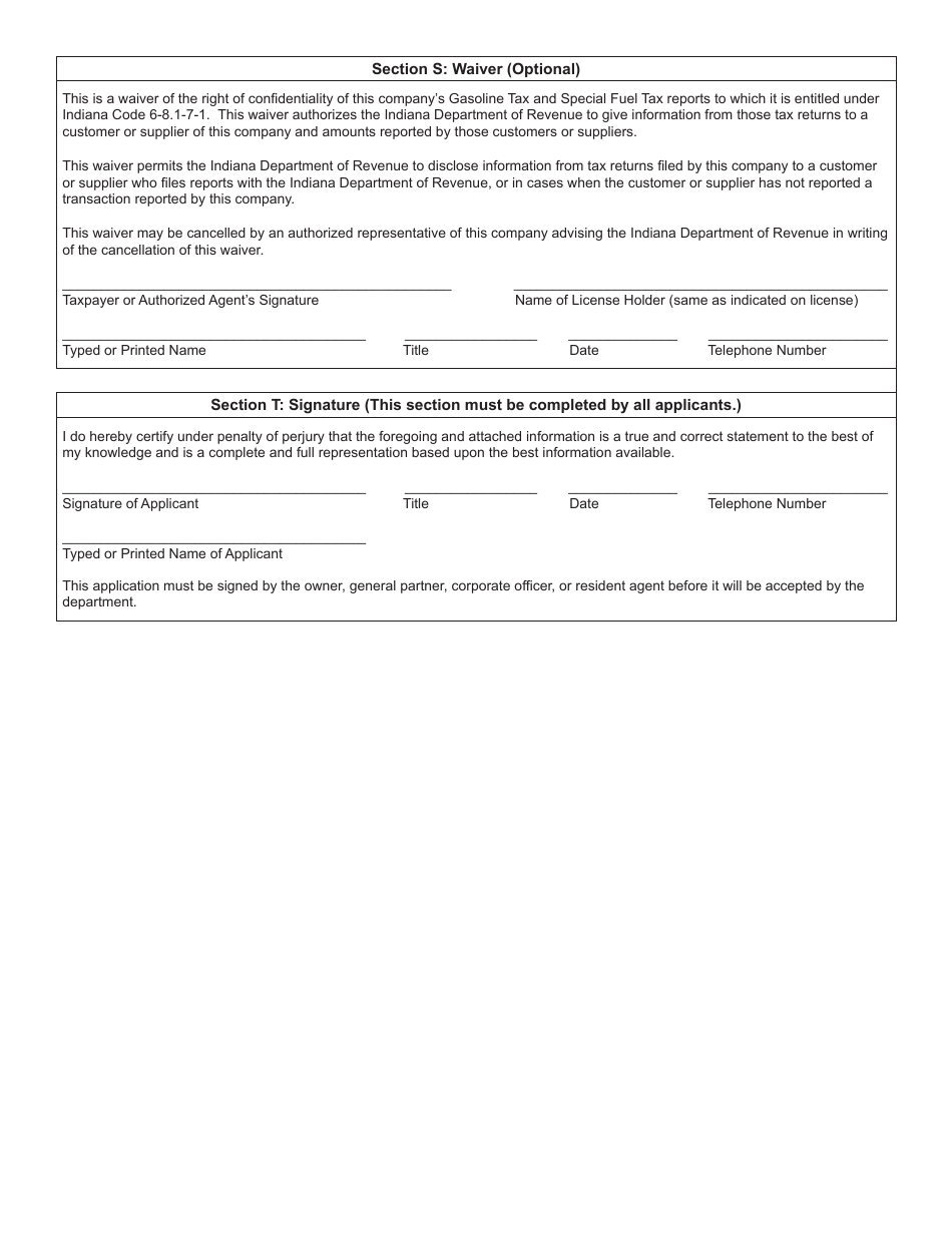 Form FT-1 (State Form 46297) Fuel Tax License / Registration Application - Indiana, Page 8